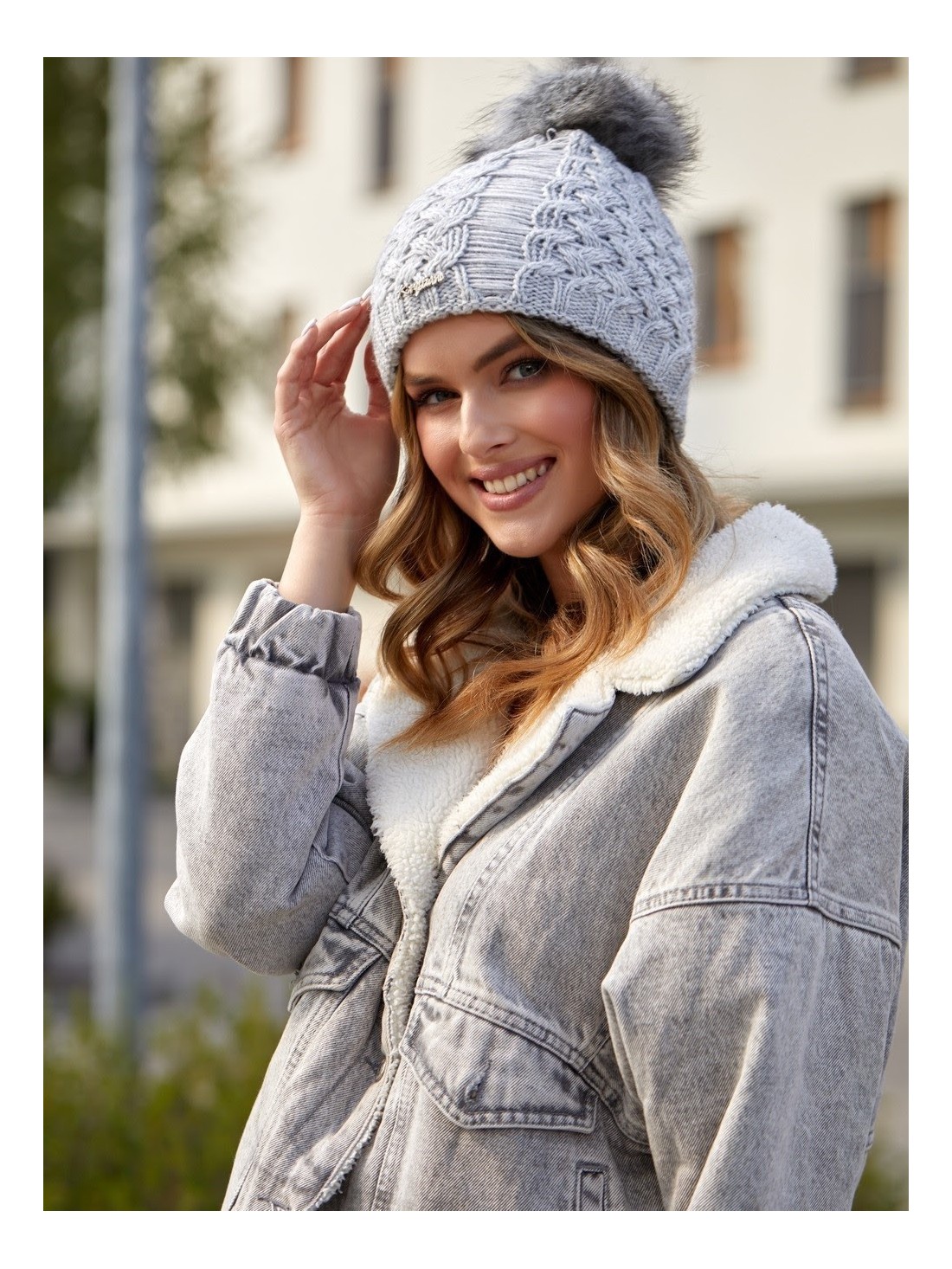 Light gray winter hat C15 - Online store - Boutique